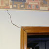 A large settlement crack on interior drywall in a Santa Clarita home.